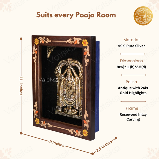 Venkateshwara Swamy Silver Photo Frame for Pooja Room