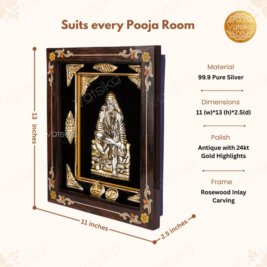 Sai Baba Silver Photo Dimensions