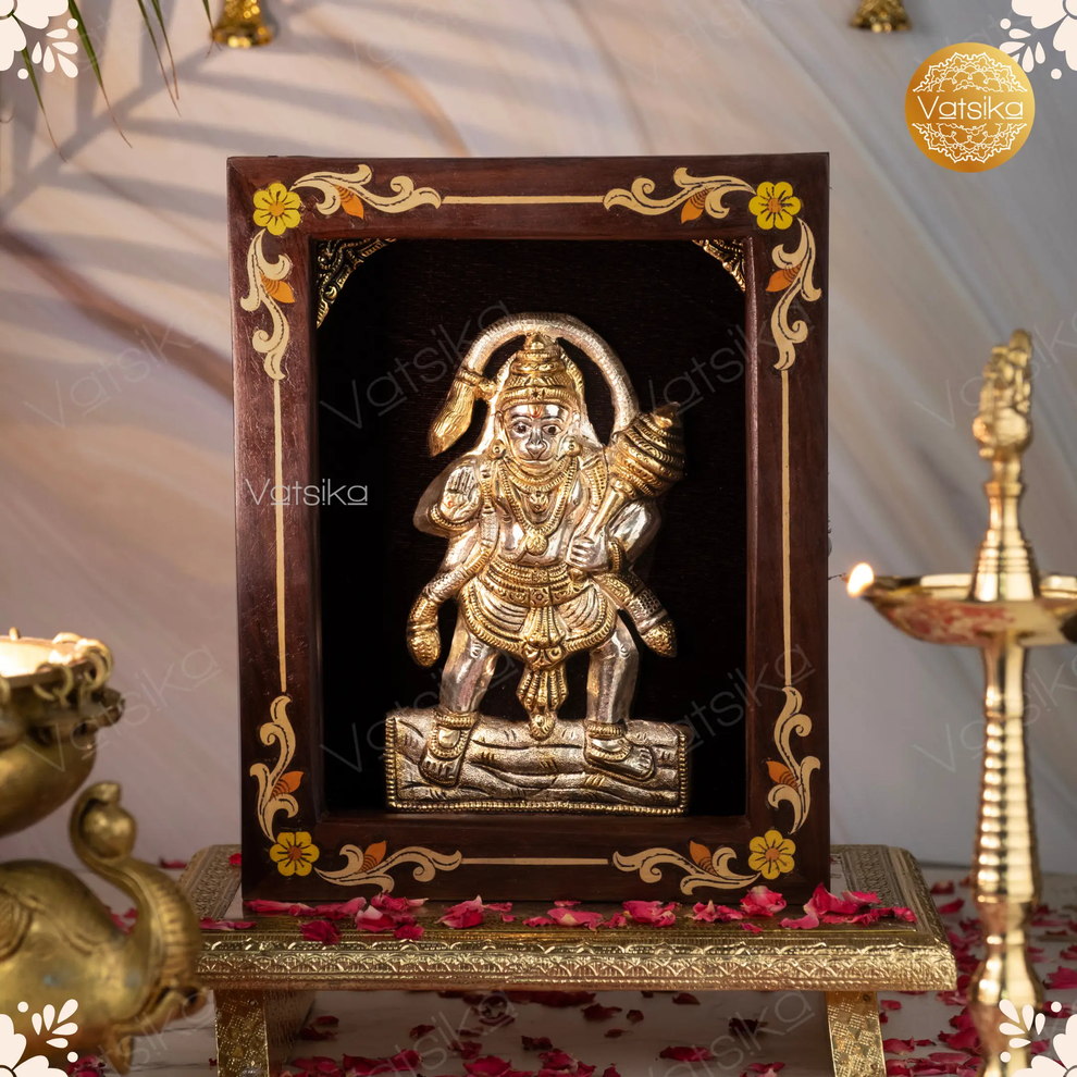 Hanuman Photo Frame in Silver for Pooja room – Vatsika Silver Photo Frames