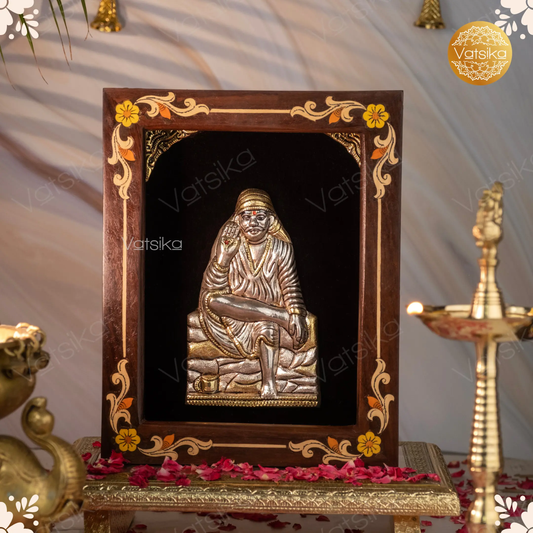 Sai Baba Silver Photo Frame for Pooja Room