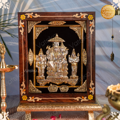 Shiva Parvathi with Ganesha and Subramanya Swamy - Shiva Family Silver Photo Frame