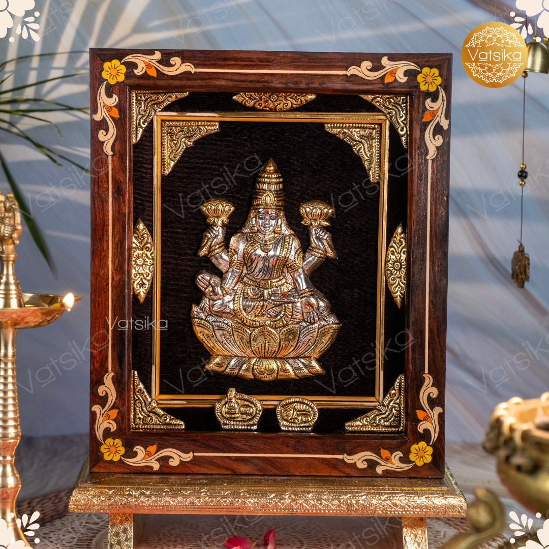 Lakshmi Devi Silver Photo Frame for Pooja Room