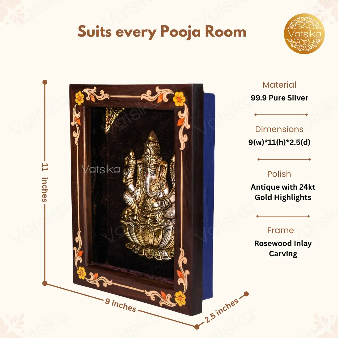 Product Details of 9*11 Ganesha Silver God Photo Frame