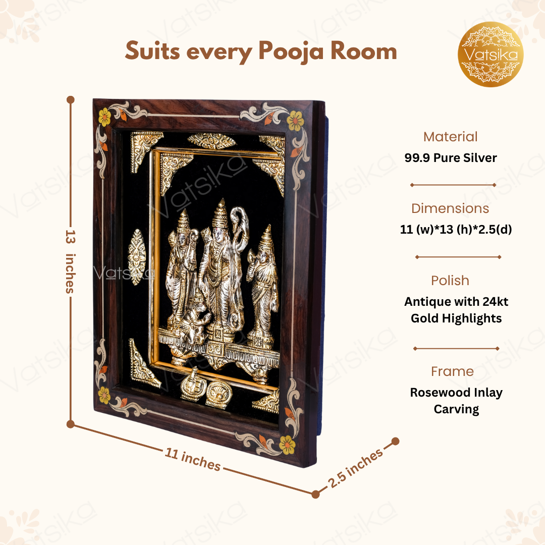 Sri Rama Parivar Silver Photo Dimensions