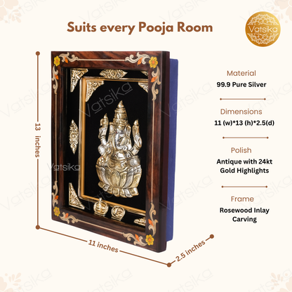 Vinayaka Silver God Photo Frame for Pooja Room