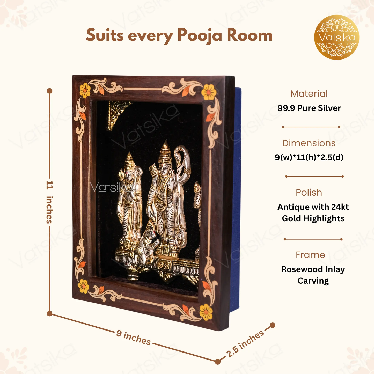 Sri Rama Silver Photo Frame for Pooja Room