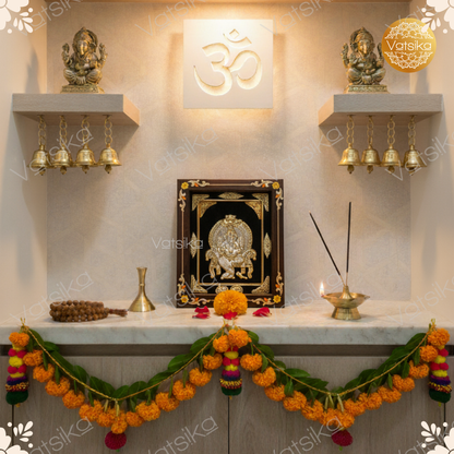 Silver Photo Frame in a Pooja Room Setup